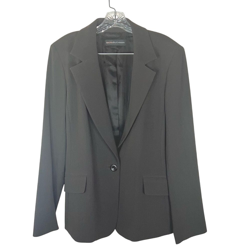 Dana Buchman Large Blazer Lined Career Corporate Wear Black Office